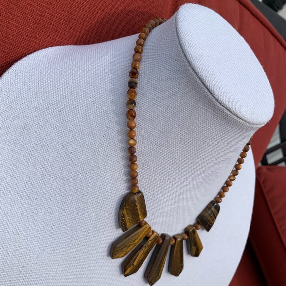 Handcrafted tiger’s eye necklace - Amber shell beads - new - Picture 5 of 13